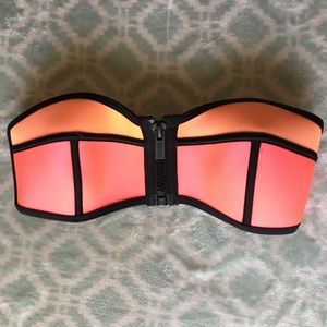 TRIANGL Strapless Neon Neoprene Swimsuit Top